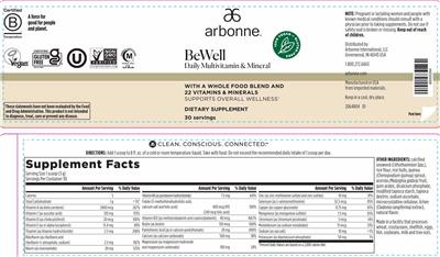 BeWell Daily Multivitamin & Mineral label
