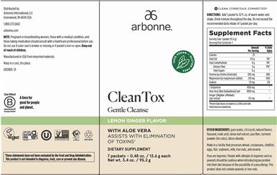Clean Tox Lemon Ginger Flavor label