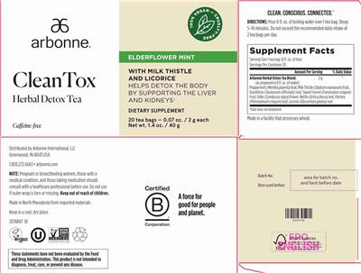 CleanTox Elderflower Mint label