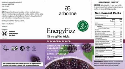EnergyFizz Blackberry Flavor label