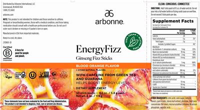 EnergyFizz Blood Orange Flavor label