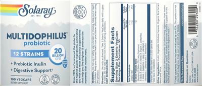 Multidophilus Probiotic 12 Strains 20 Billion CFU label