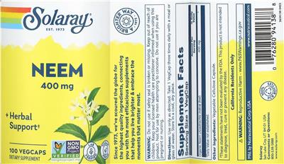 Neem 400 mg label