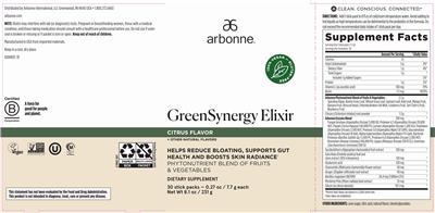 GreenSynergy Elixir Citrus Flavor label