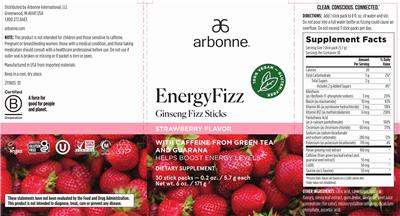 EnergyFizz Strawberry Flavor label