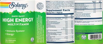 Once Daily High Energy Multivitamin label