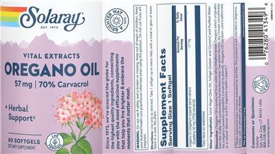 Oregano Oil Vital Extracts 57 mg label