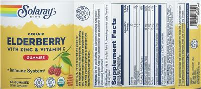 Organic Elderberry Gummies Lemon & Raspberry label