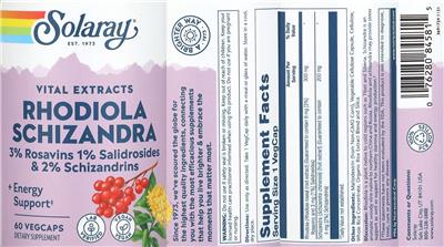 Rhodiola Schizandra Vital Extracts label