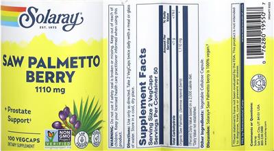 Saw Palmetto Berry 1110 mg label
