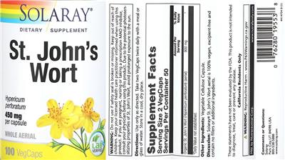St. John's Wort 450 mg label