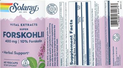 Super Forskohlii Vital Extracts 400 mg label