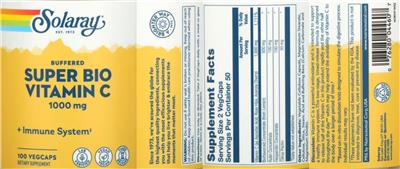 Buffered Super Bio Vitamin C 1000 mg label