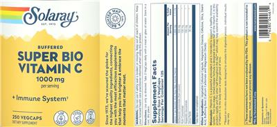 Buffered Super Bio Vitamin C 1000 mg label