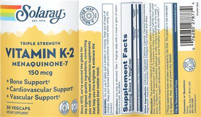 Triple Strength Vitamin K-2 150 mcg Menaquinine-7 label