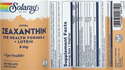 Ultra Zeaxanthin 6 mg label