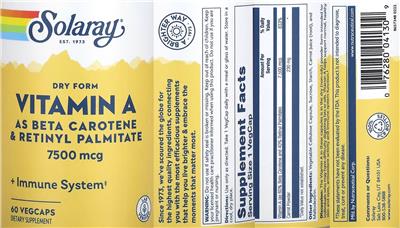 Vitamin A Dry Form 7500 mcg label