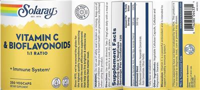Vitamin C & Bioflavonoids 1:1 Ratio label