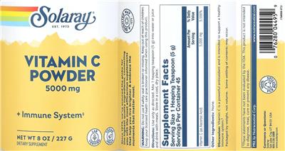 Vitamin C Powder 5000 mg label