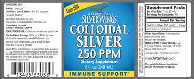 Colloidal Silver 250 ppm label