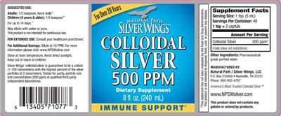 Colloidal Silver 500 ppm label