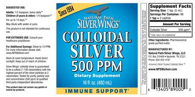 Colloidal Silver 500 ppm label