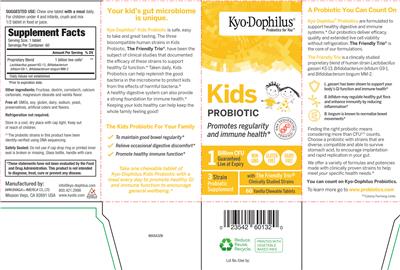 Kyo-Dophilus Kids Probiotic label