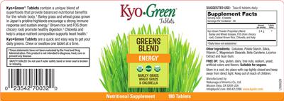 Kyo-Green Greens Blend Tablets label