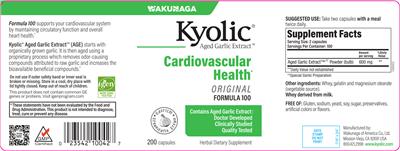 Kyolic Aged Garlic Extract Formula 100 label
