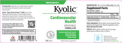 Kyolic Aged Garlic Extract Formula 100 label