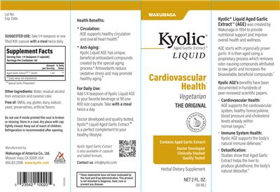 Kyolic Liquid Aged Garlic Extract Vegetarian label