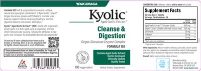 Kyolic Ginger & Glucanase Enzyme Complex Formula 102 label