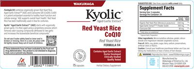 Kyolic Red Yeast Rice CoQ10 Formula 114 label