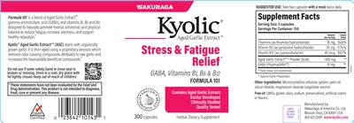 Kyolic GABA, Vitamin B1, B6 & B12 Formula 101 label