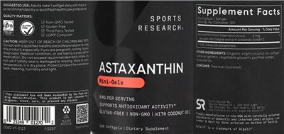 Astaxanthin 6 mg label