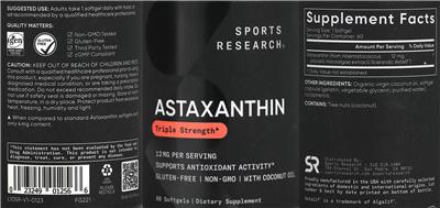 Astaxanthin 12 mg label