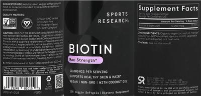 Biotin 10,000 mcg label