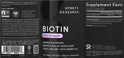 Biotin 5000 mcg label