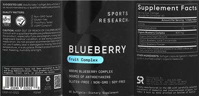 Blueberry Fruit Complex 800mg label
