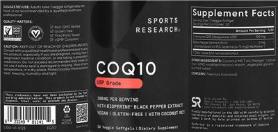 CoQ10 100 mg label