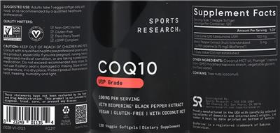 CoQ10 100 mg label
