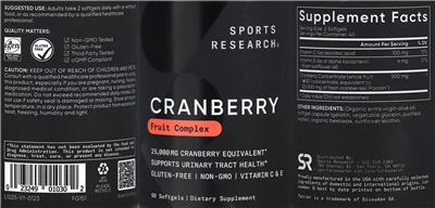 Cranberry Fruit Complex 25,000 mg label