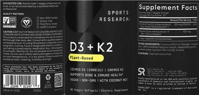 D3 125 mcg + K2 100 mcg label