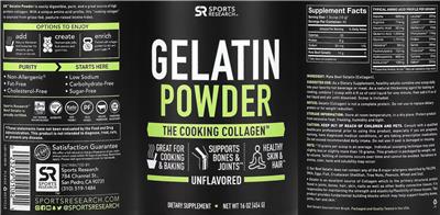 Gelatin Powder Unflavored label