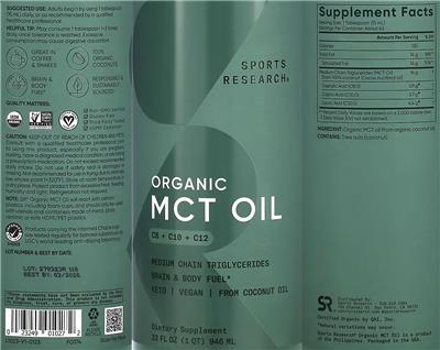 Organic MCT Oil C8 + C10 + C12 label