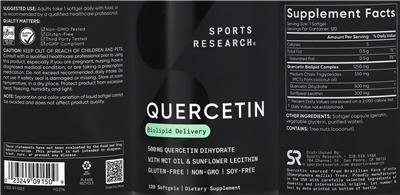 Quercetin 500 mg label
