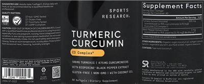 Turmeric Curcumin 500 mg label