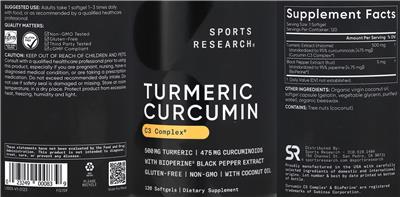 Turmeric Curcumin 500 mg label