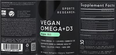 Vegan Omega + D3 label