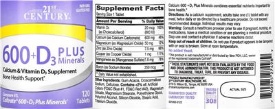 600 + D3 plus Minerals label